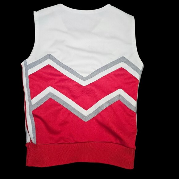 VTG 90s Cheerleader Uniform Outfit Shirt Pleated Skirt Red White RGS Sz XS USA - Picture 3 of 11